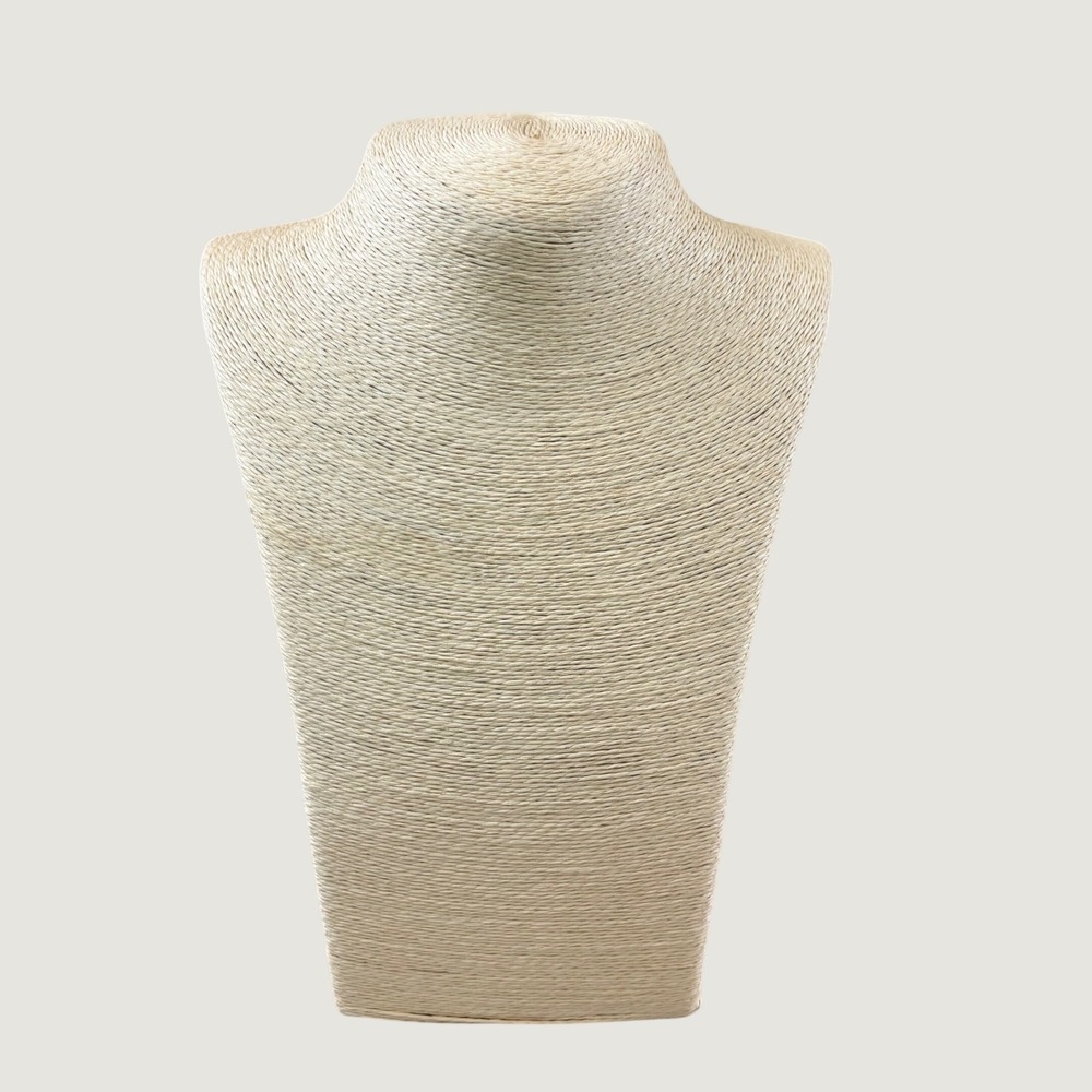 Woven Twine Jewelry Necklace Display Bust Beige 11in Boho Coastal NWOT